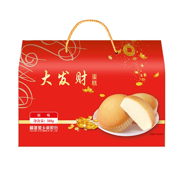 爱乡亲大发财蛋糕 可定制 礼盒装800克 定量装338克 散装2500克 整箱 绵软细腻 用料十足